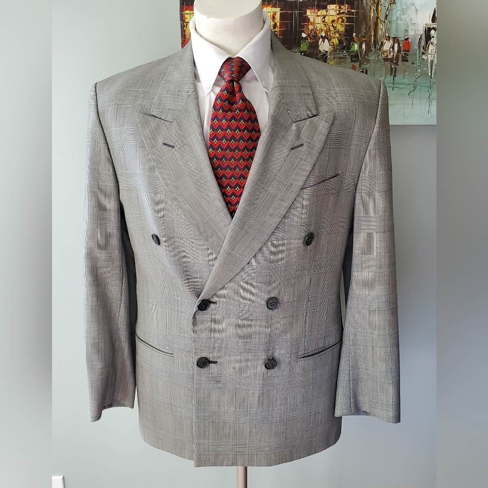 yves saint laurent gray Prince of Wales check, suit coat /sport coat